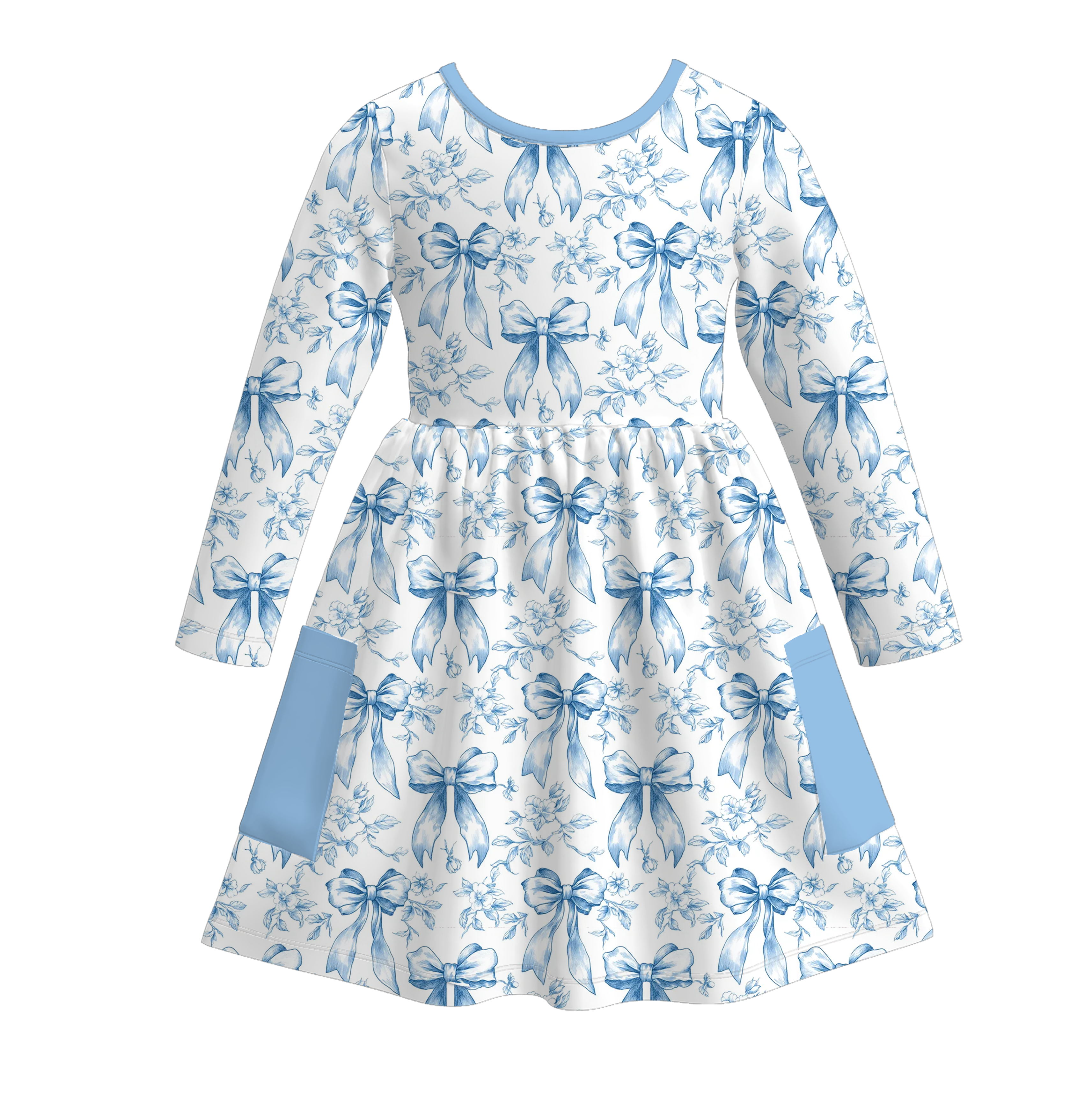 (Pre Order)Girls Valentine's Day Bow Print Dress with Pockets
