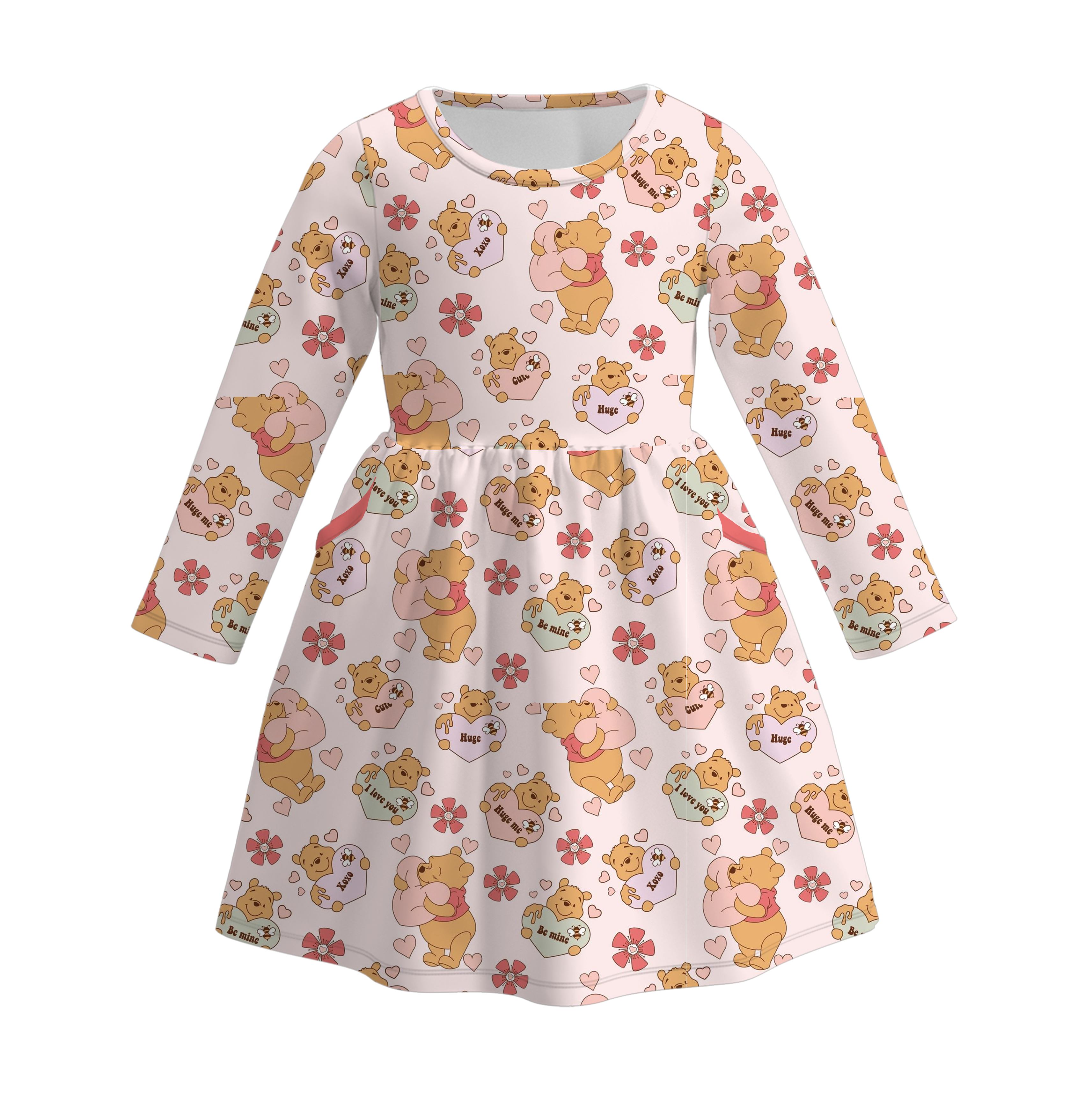 (Pre Order)Girls Valentine's Day Print Dress with Pockets