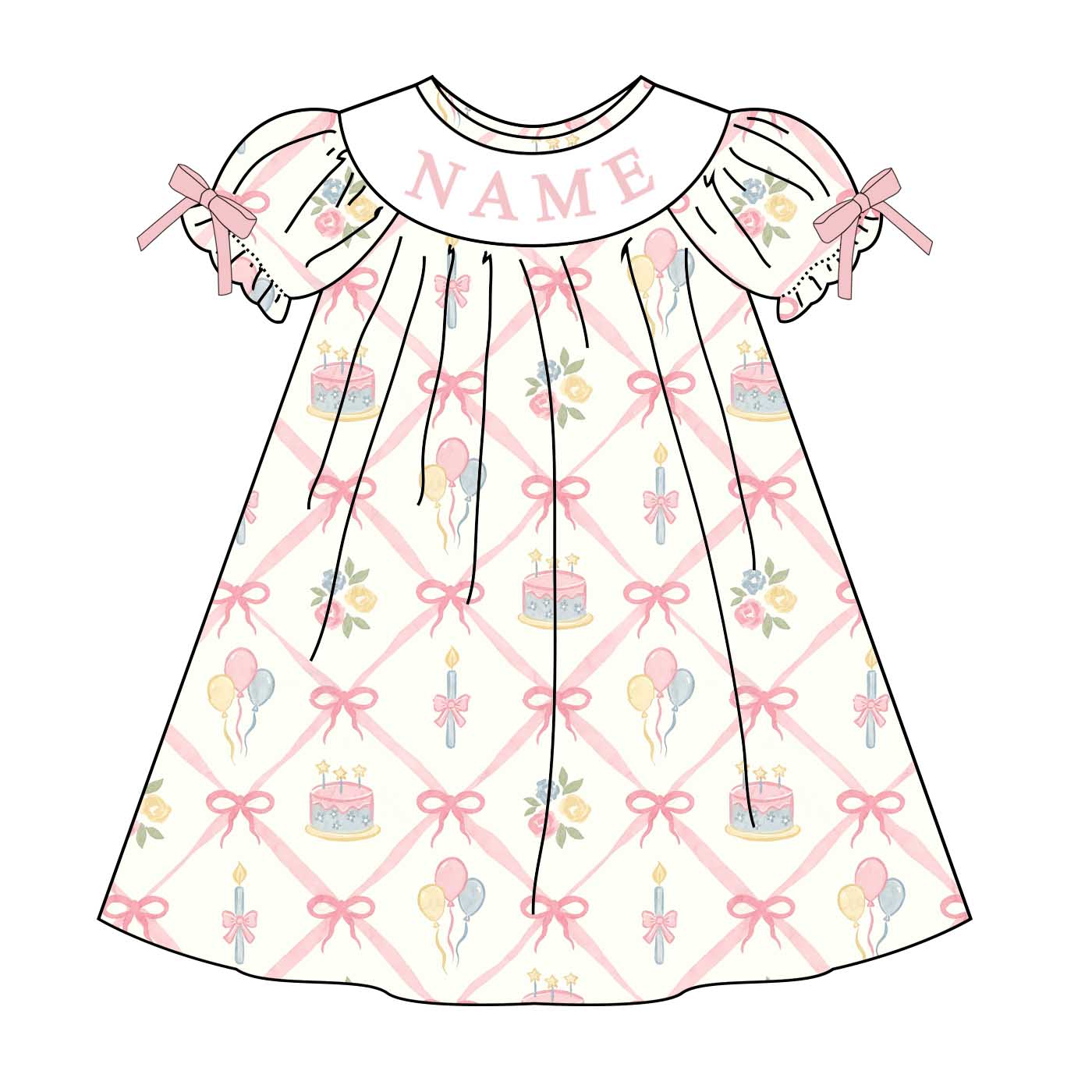 (Pre Order)Sisters Spring&Summer Birthday Embroidery Smocked Dress&Romper