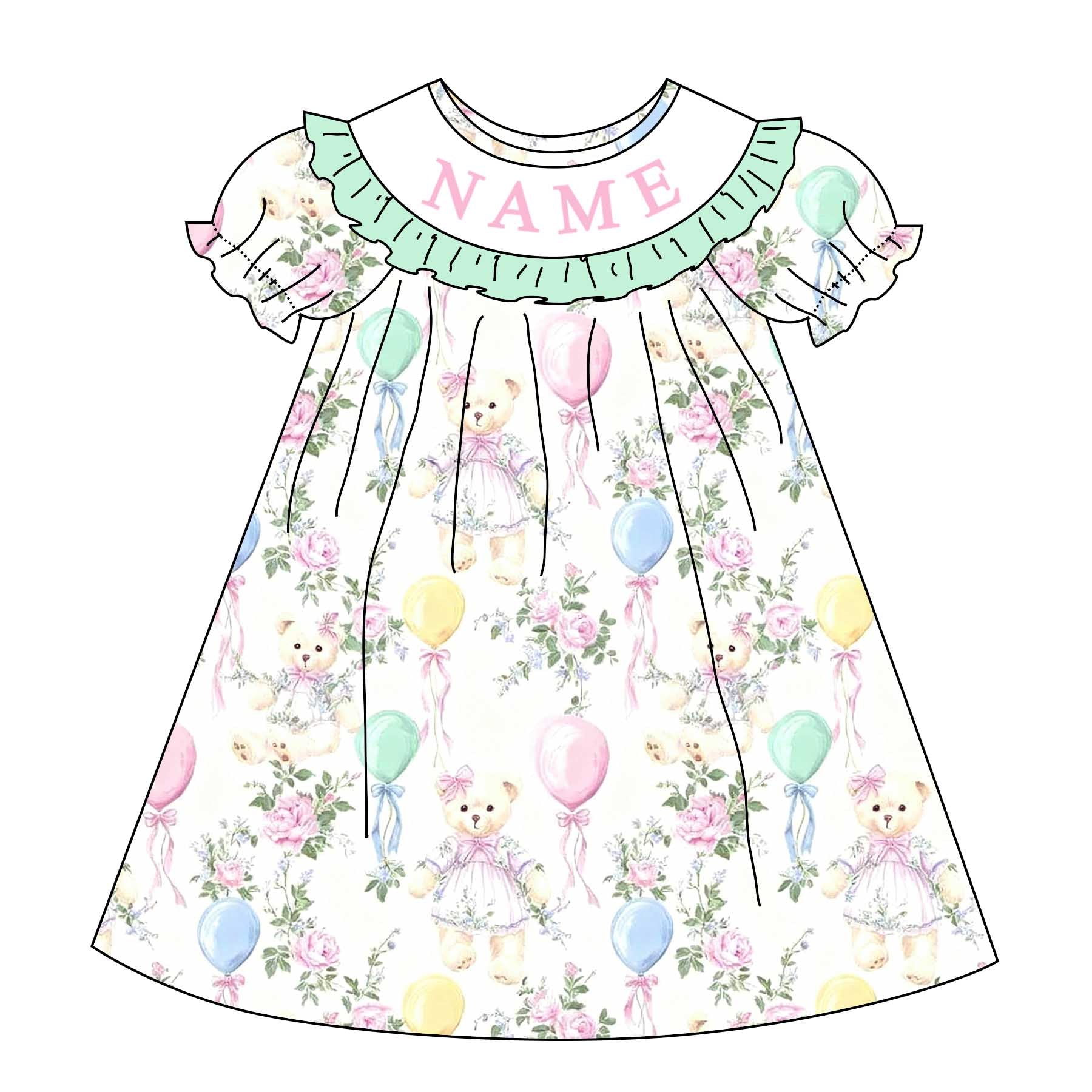 (Pre Order)Sisters Spring&Summer Birthday Embroidery Smocked Dress&Romper