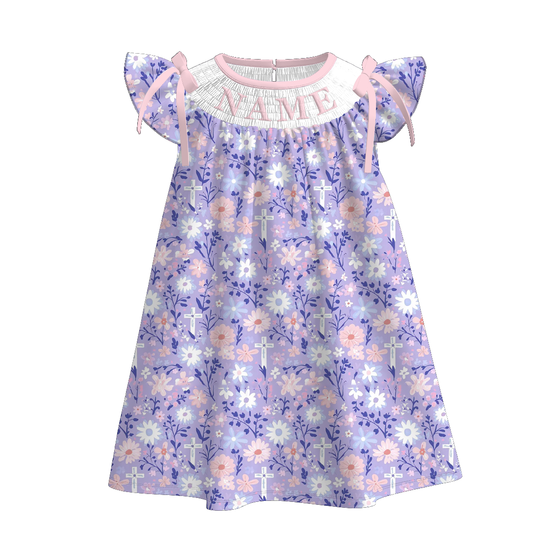 (Pre Order)Sisters Easter Cross Embroidery Smocked Dress&Romper