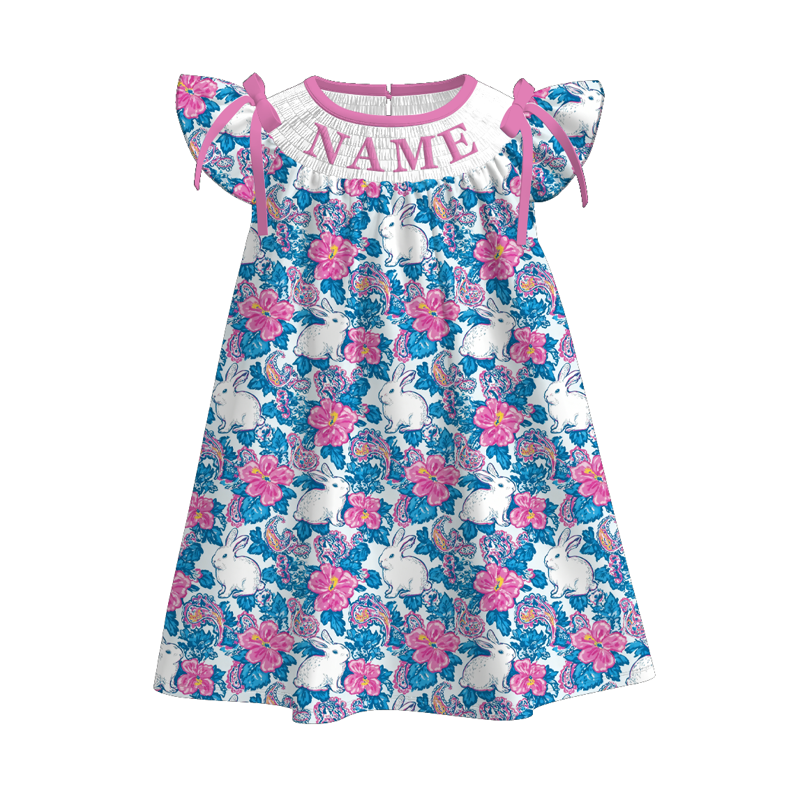 (Pre Order)Sisters Easter Bunny Embroidery Smocked Dress&Romper