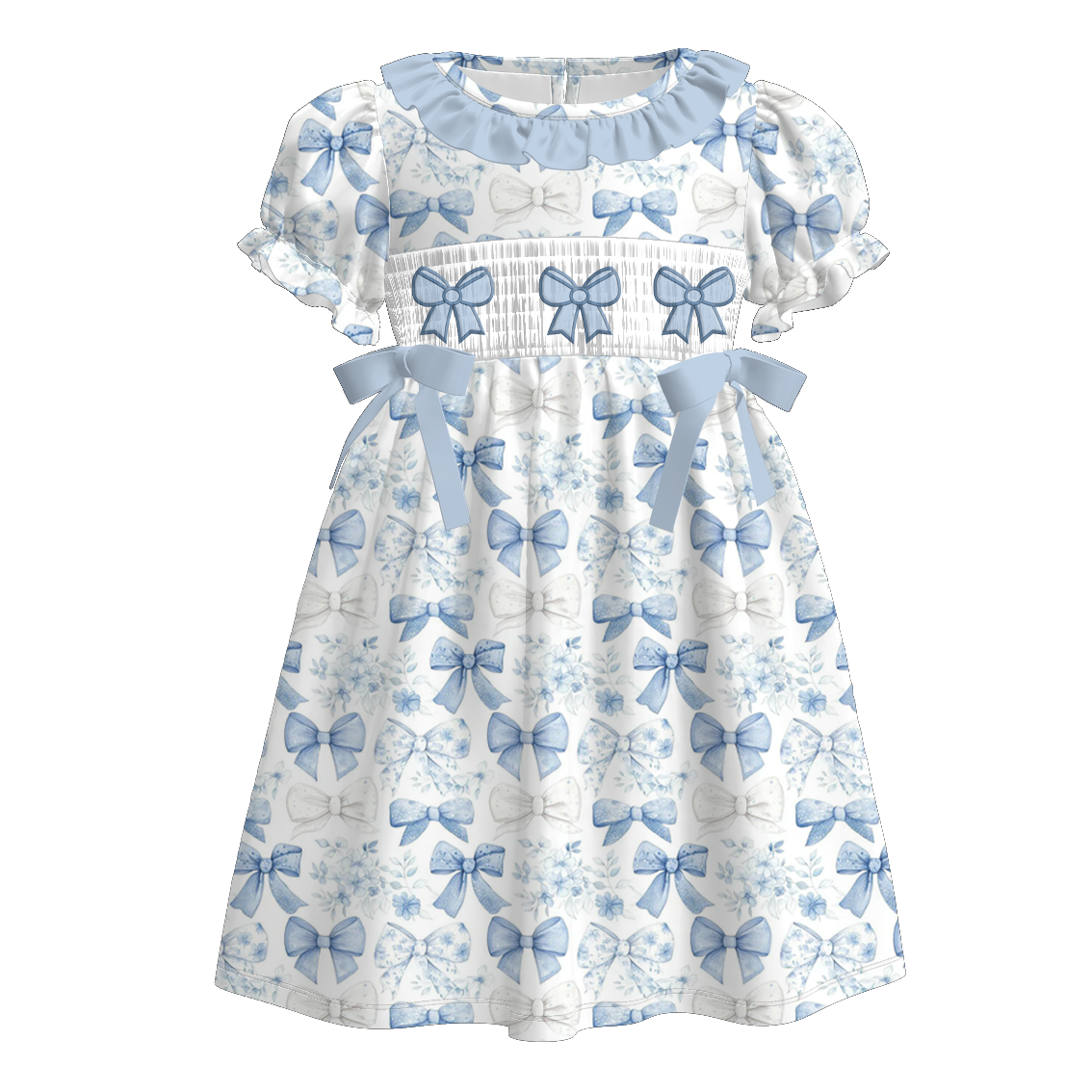 (Pre Order)Sisters Spring&Summer Bow Embroidery Smocked Dress&Romper
