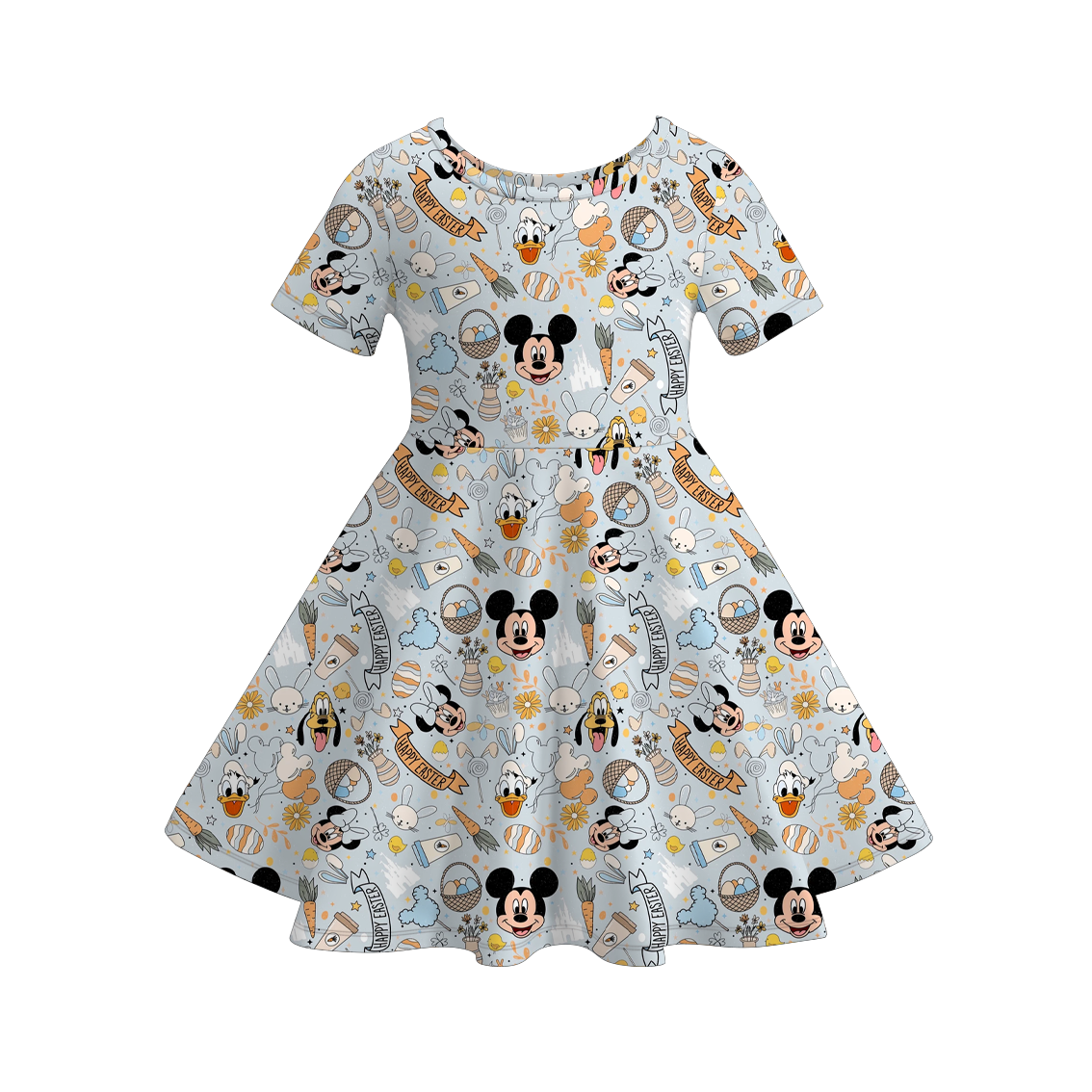 (Pre Order)Siblings Easter Cartoon Print Dress&Top