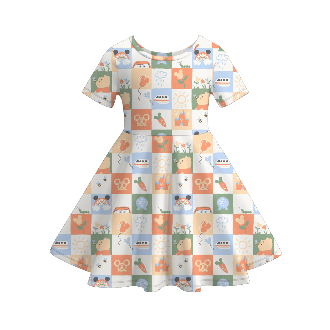 (Pre Order)Siblings Easter Cartoon Print Dress&Top