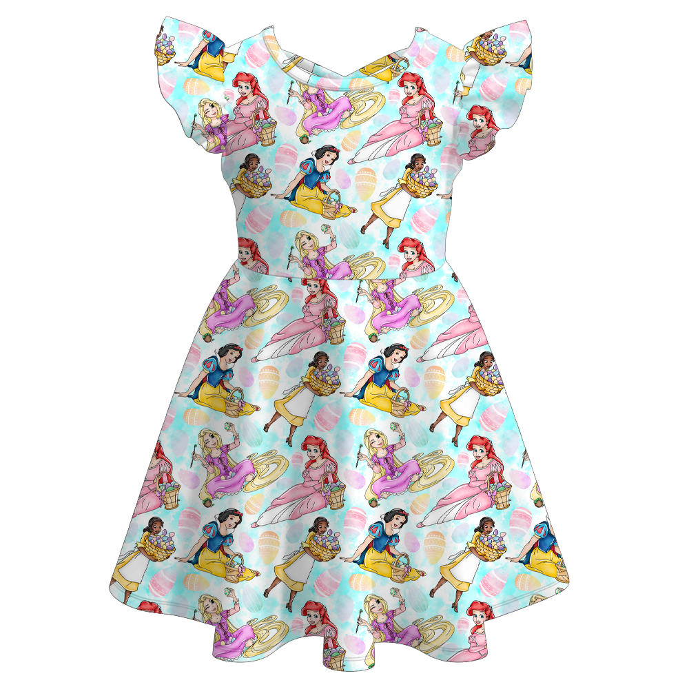 (Pre Order)Girls Easter Cartoon&Princess Print Dress