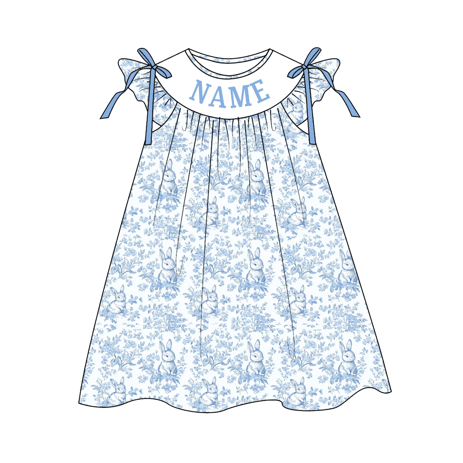 (Pre Order)Sisters Easter Bunny Embroidery Smocked Dress&Romper