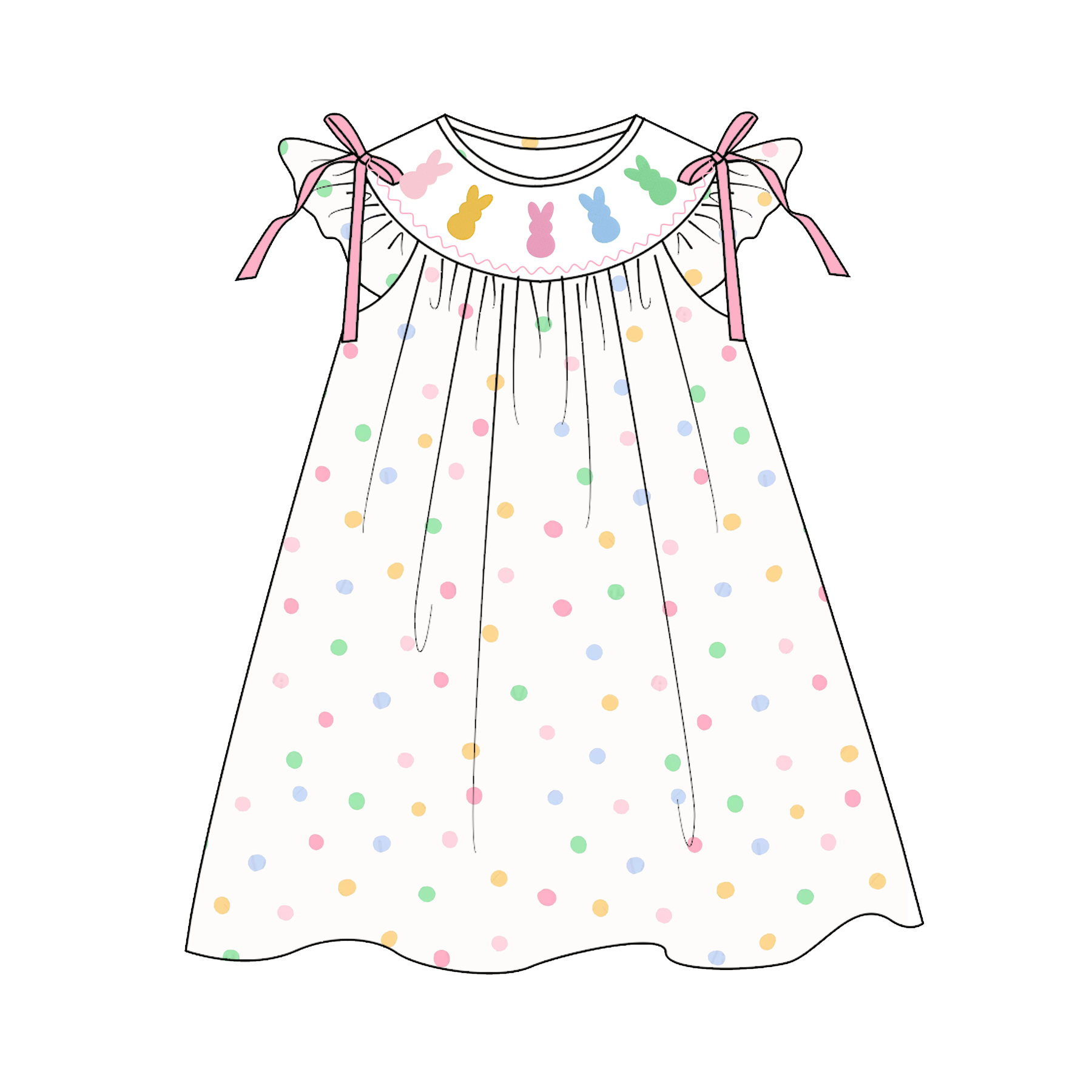 (Pre Order)Sisters Easter Bunny Embroidery Smocked Dress&Romper
