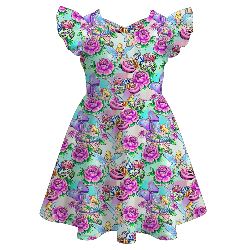 (Pre Order)Girls Easter Cartoon&Princess Print Dress