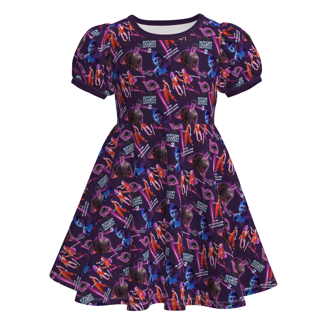 (Pre Order)Girls Spring&Summer Movie Character Print Dress