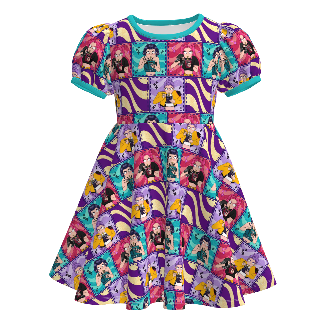 (Pre Order)Girls Spring&Summer Movie Character Print Dress