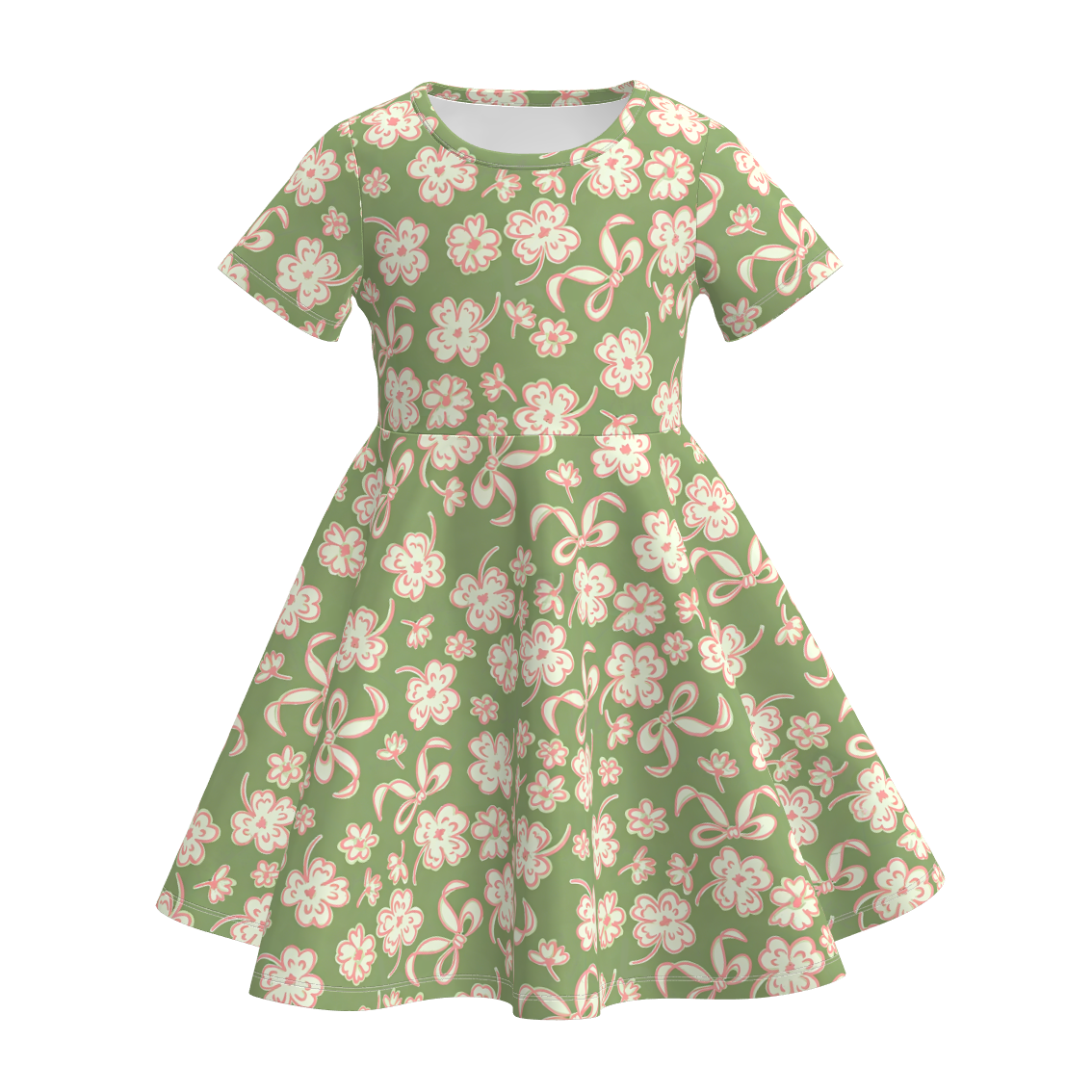 (Pre Order)Girls St. Patrick's Day Shamrock Print Dress
