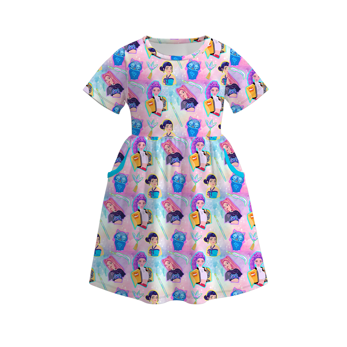 (Pre Order)Girls Spring&Summer Movie Character Print Dress&Set