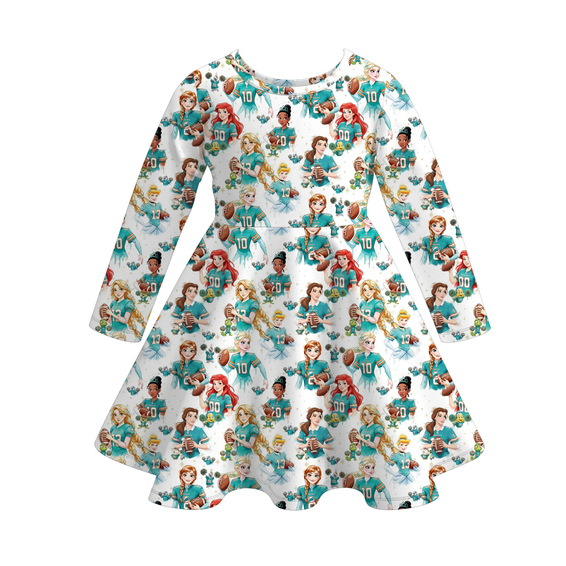 (Pre Order)Girls Spring&Summer Football Princess Print Dress