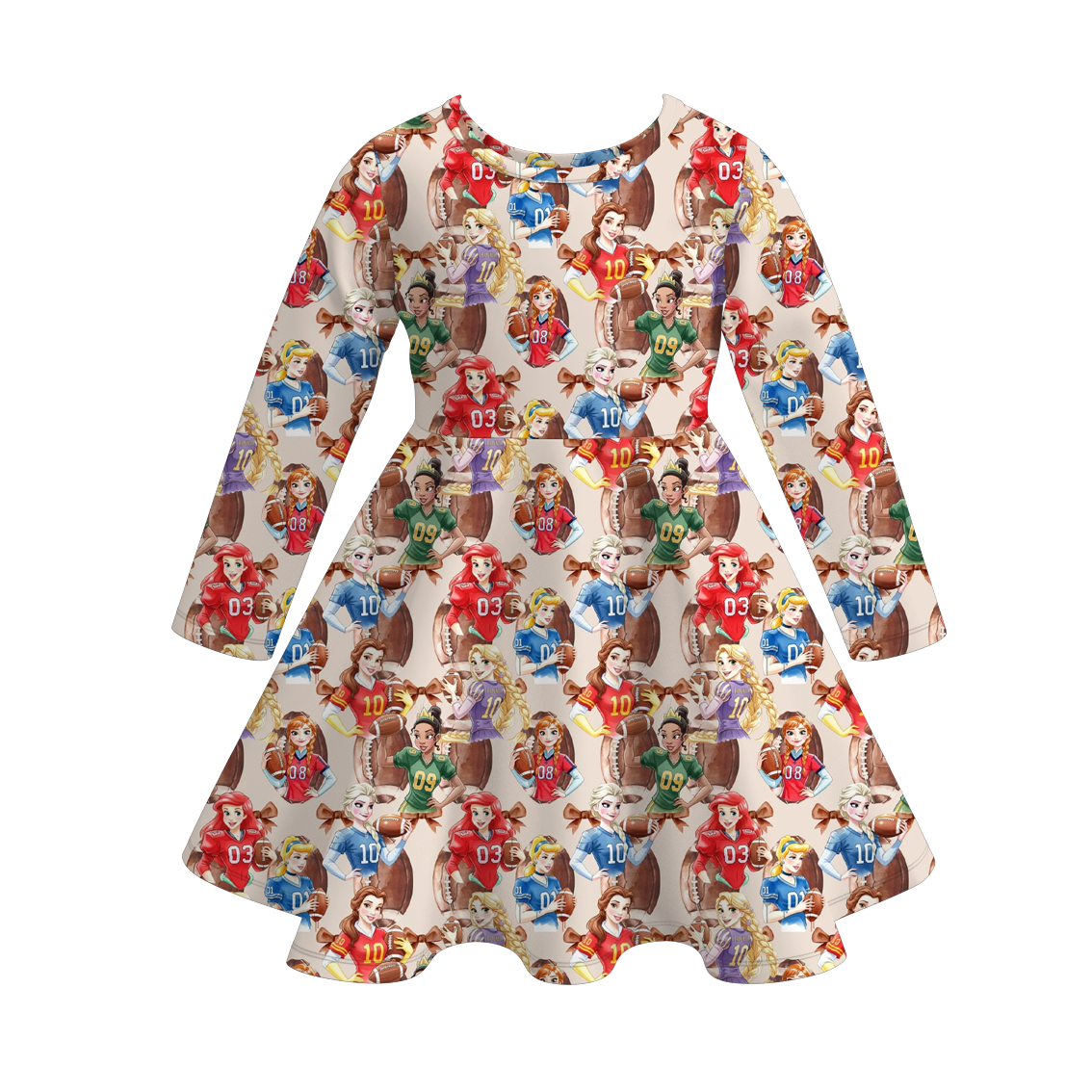 (Pre Order)Girls Spring&Summer Football Princess Print Dress