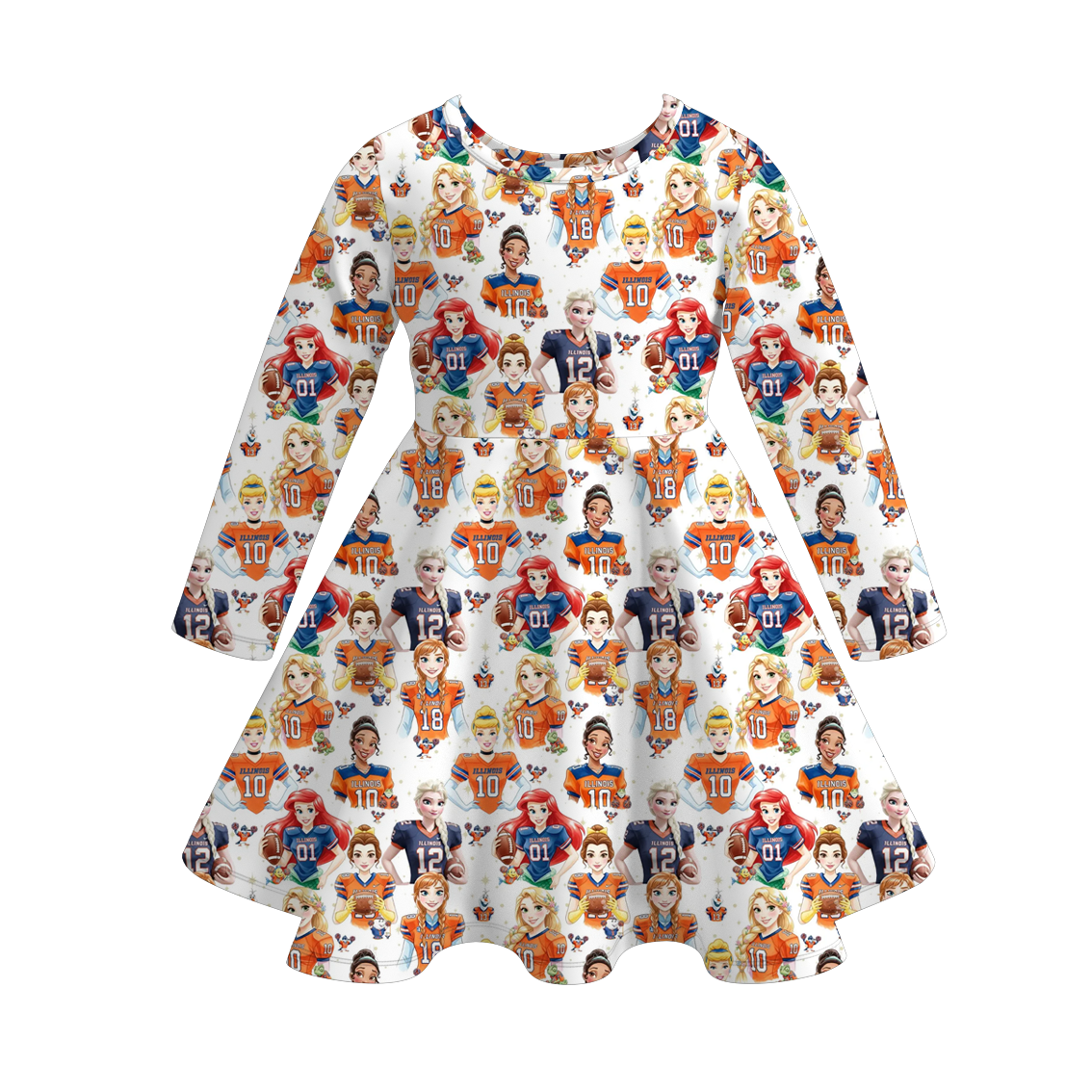 (Pre Order)Girls Spring&Summer Football Princess Print Dress