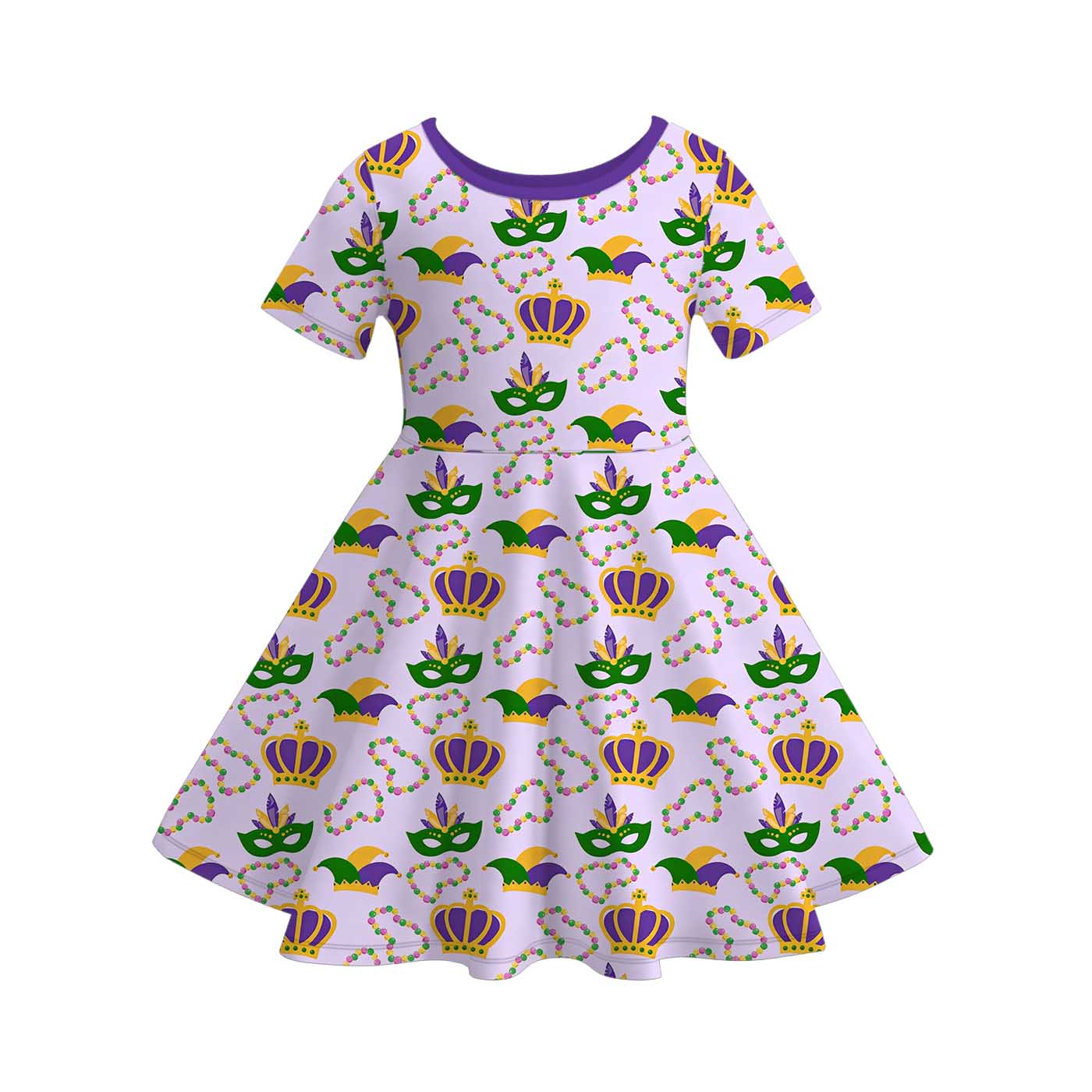 (Pre Order)Girls Mardi Gras Print Dress
