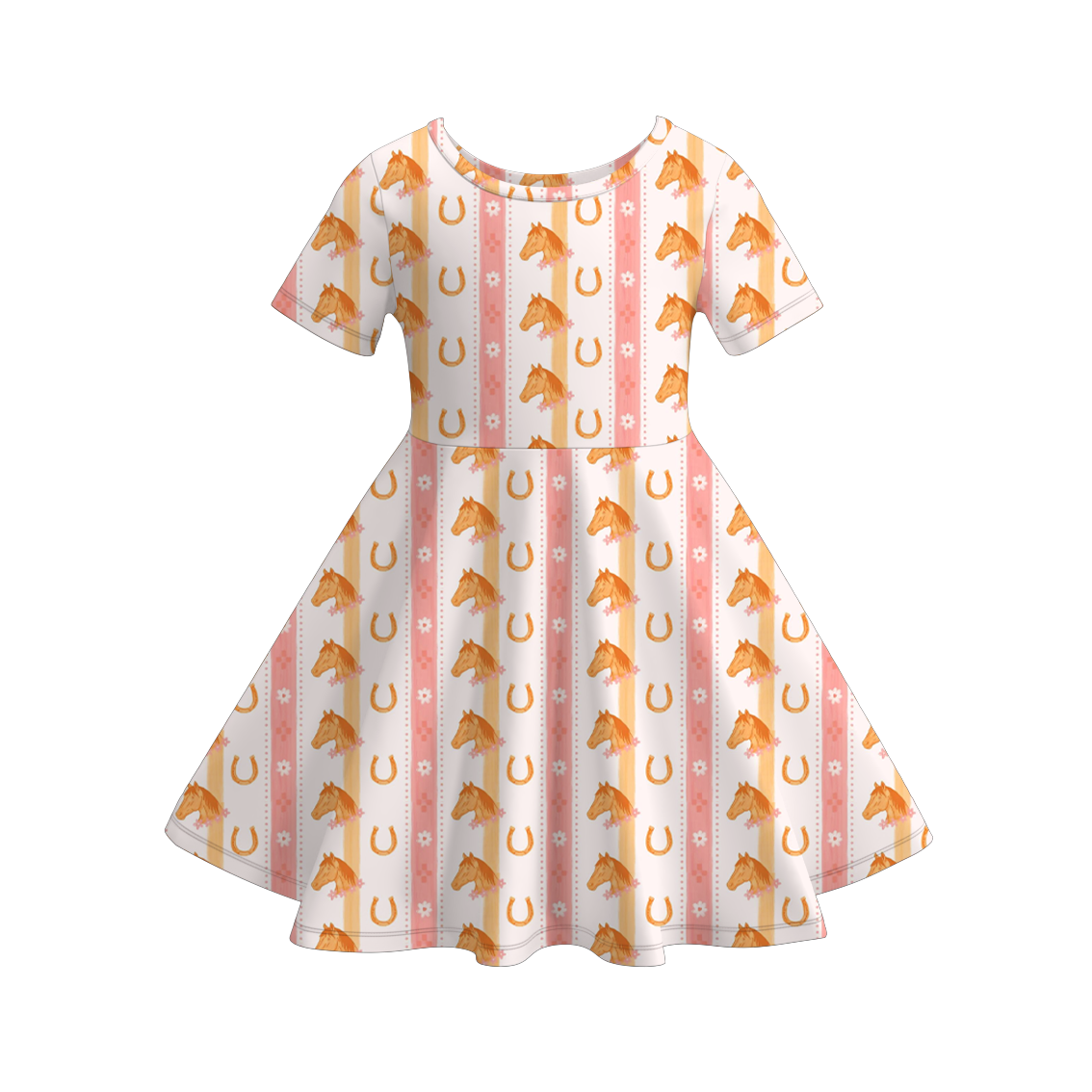 (Pre Order)Girls Spring&Summer Horse Print Dress&Pajamas