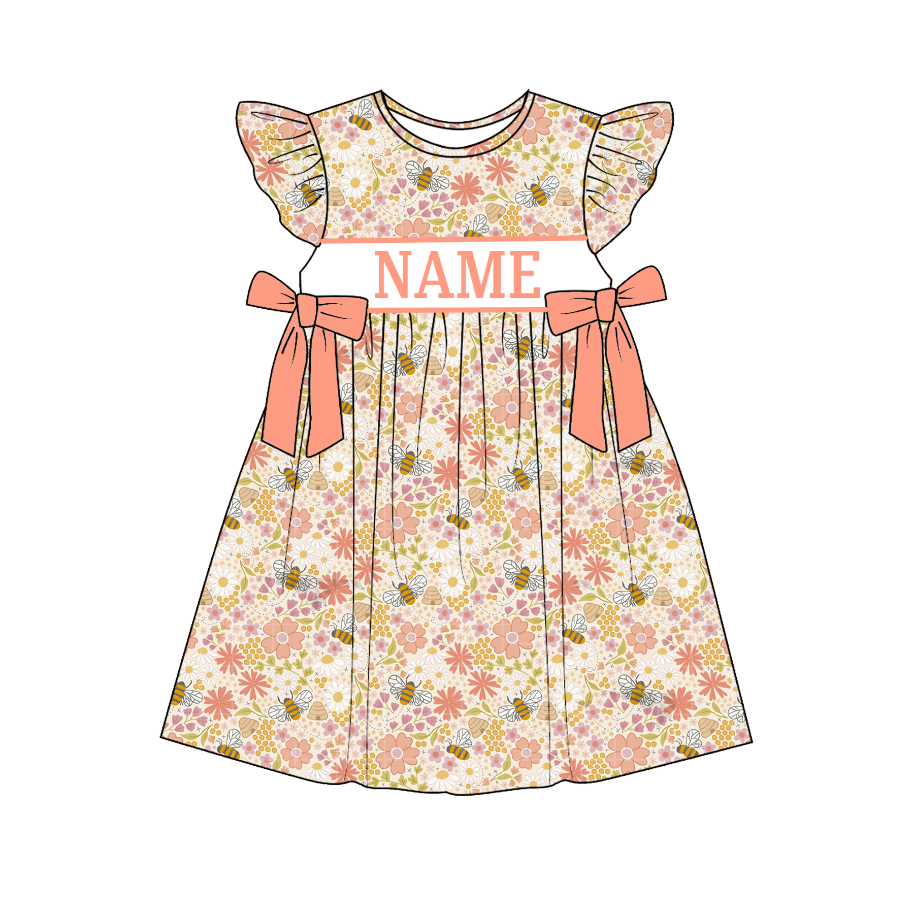 (Pre Order)Sisters Spring&Summer Bee Embroidery Smocked Dress&Romper