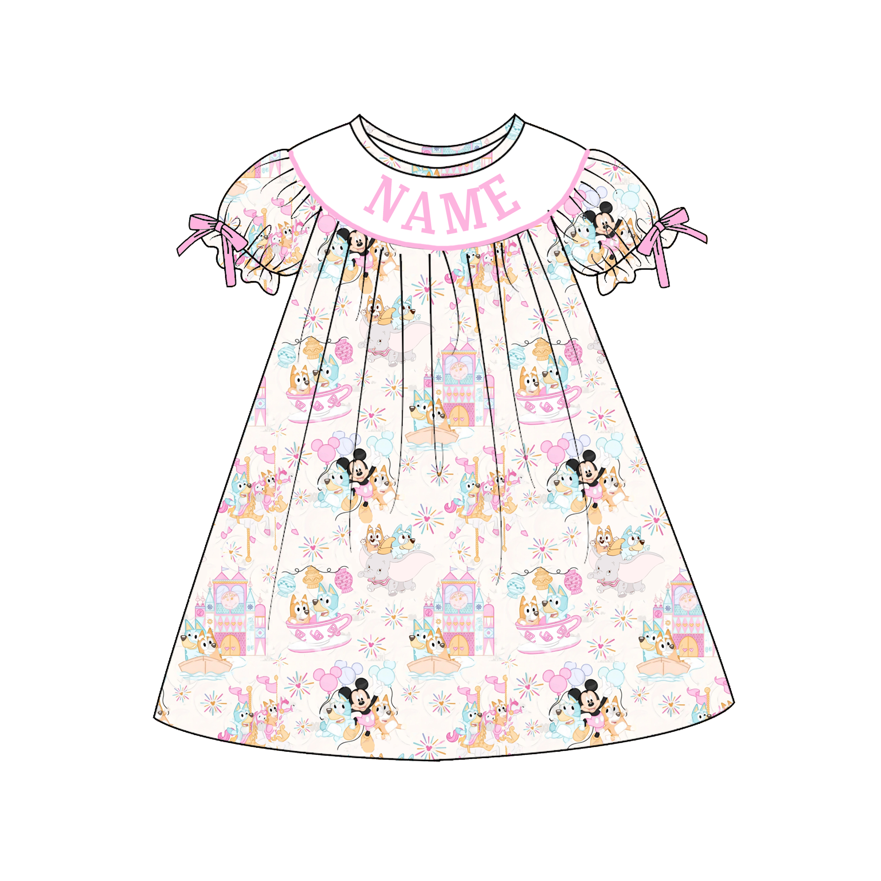 (Pre Order)Sisters Spring&Summer Cartoon Embroidery Smocked Dress&Romper
