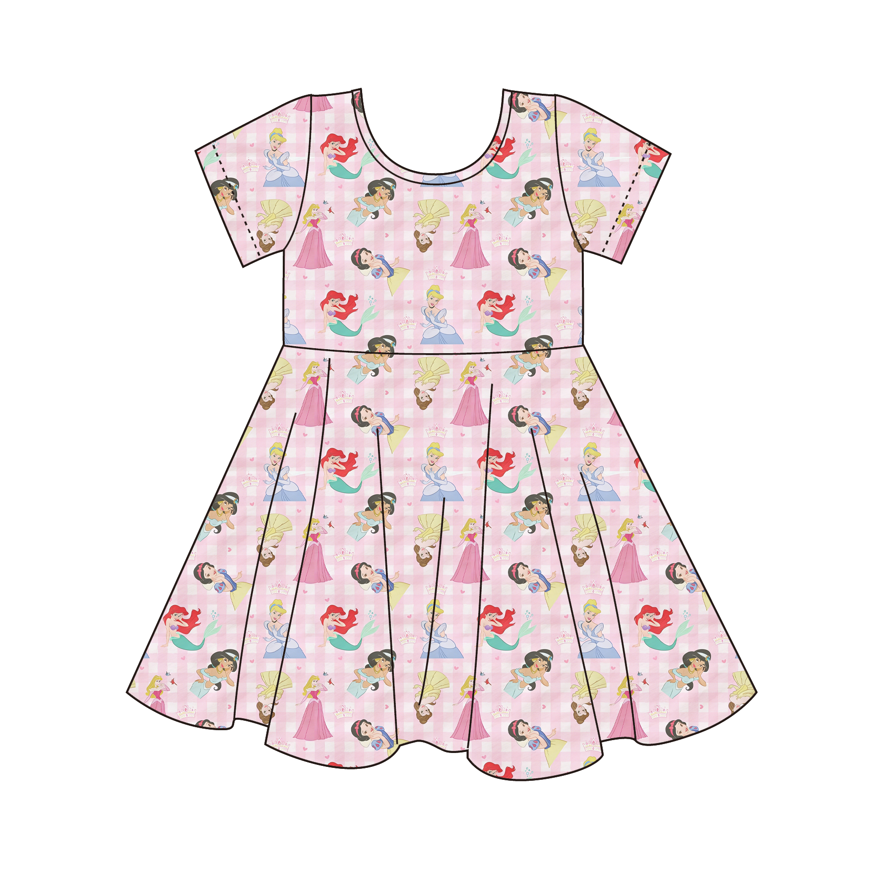 (Pre Order)Girls Spring&Summer Princess Print Dress&Skort Set