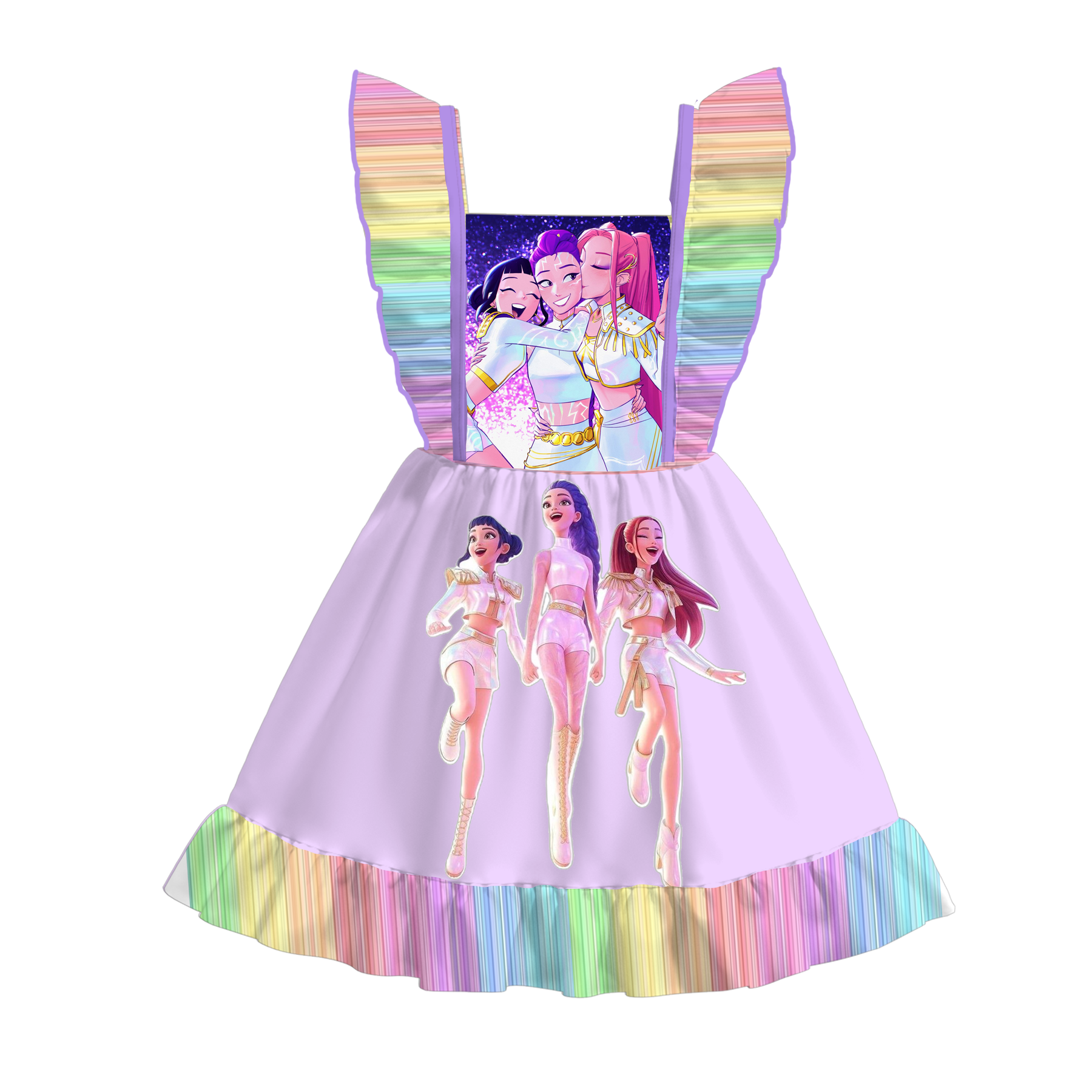 (Pre Order)Girls Spring&Summer Movie Character Print Dress