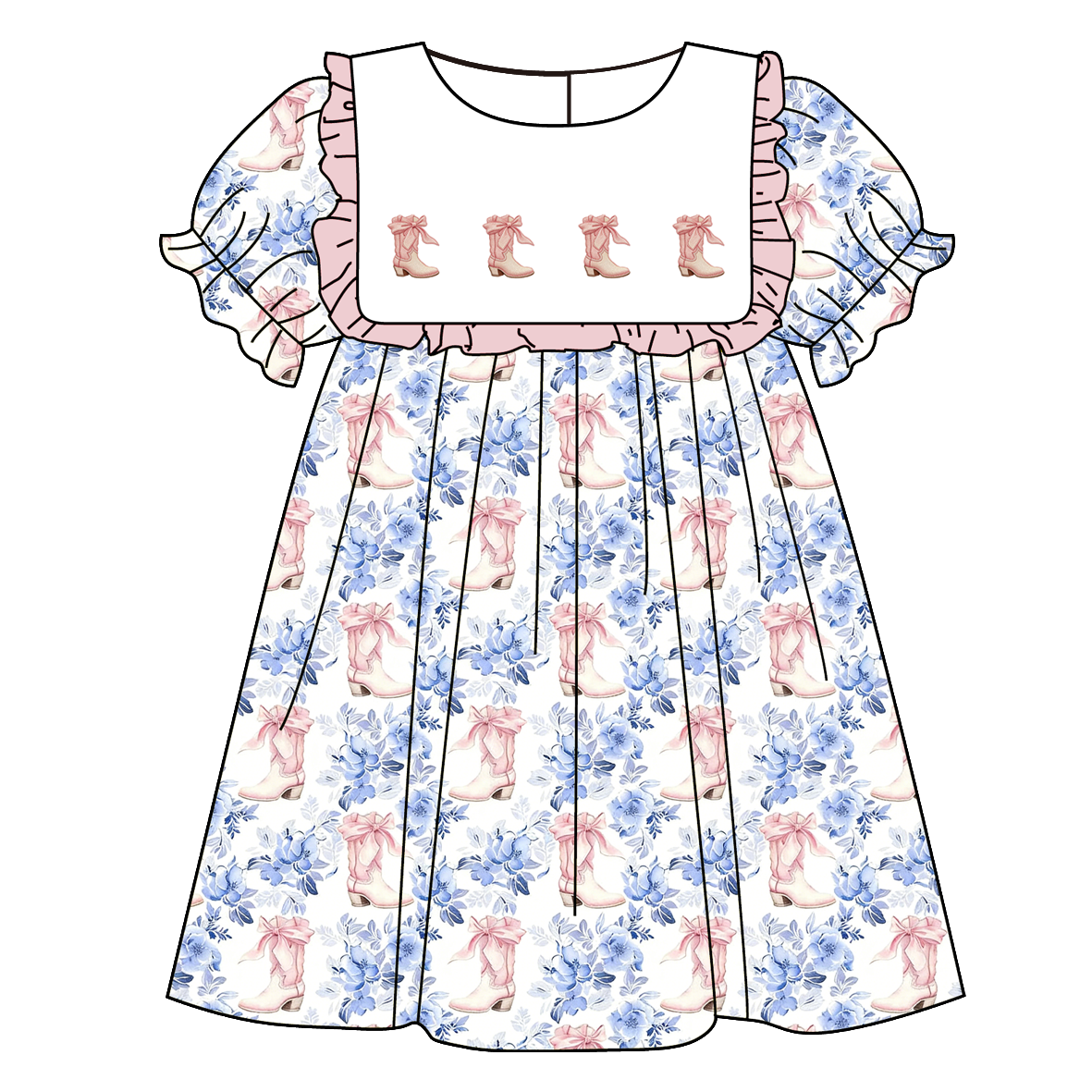 (Pre Order)Sisters Spring&Summer Boots Embroidery Dress&Romper