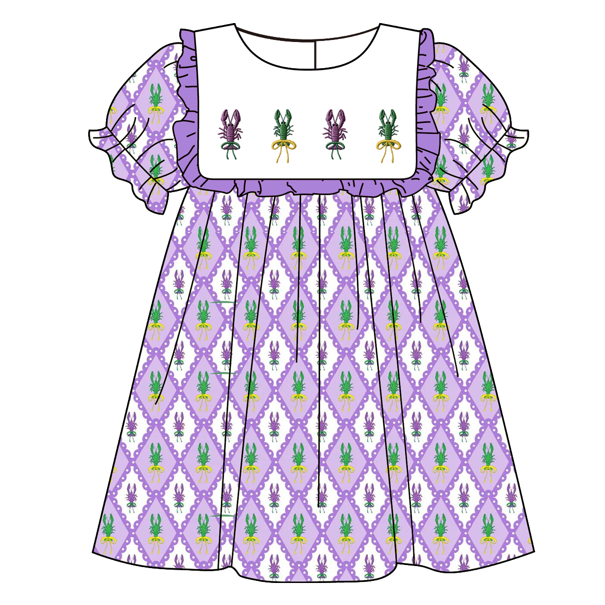 (Pre Order)Sisters Mardi Gras Embroidery Dress&Romper