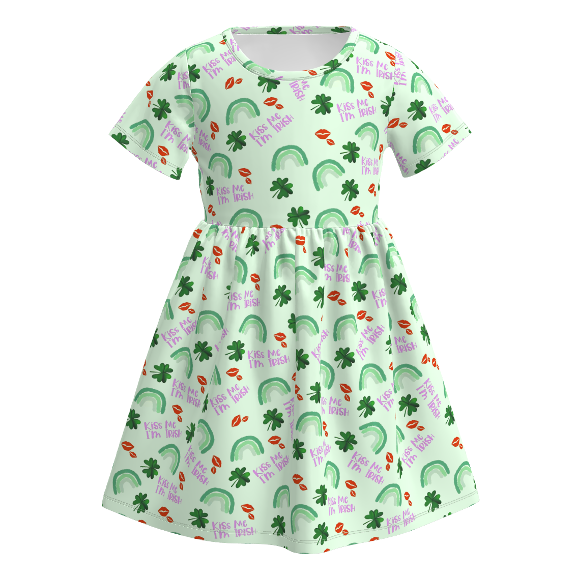 (Pre Order)Girls St. Patrick's Day Shamrock Print Dress