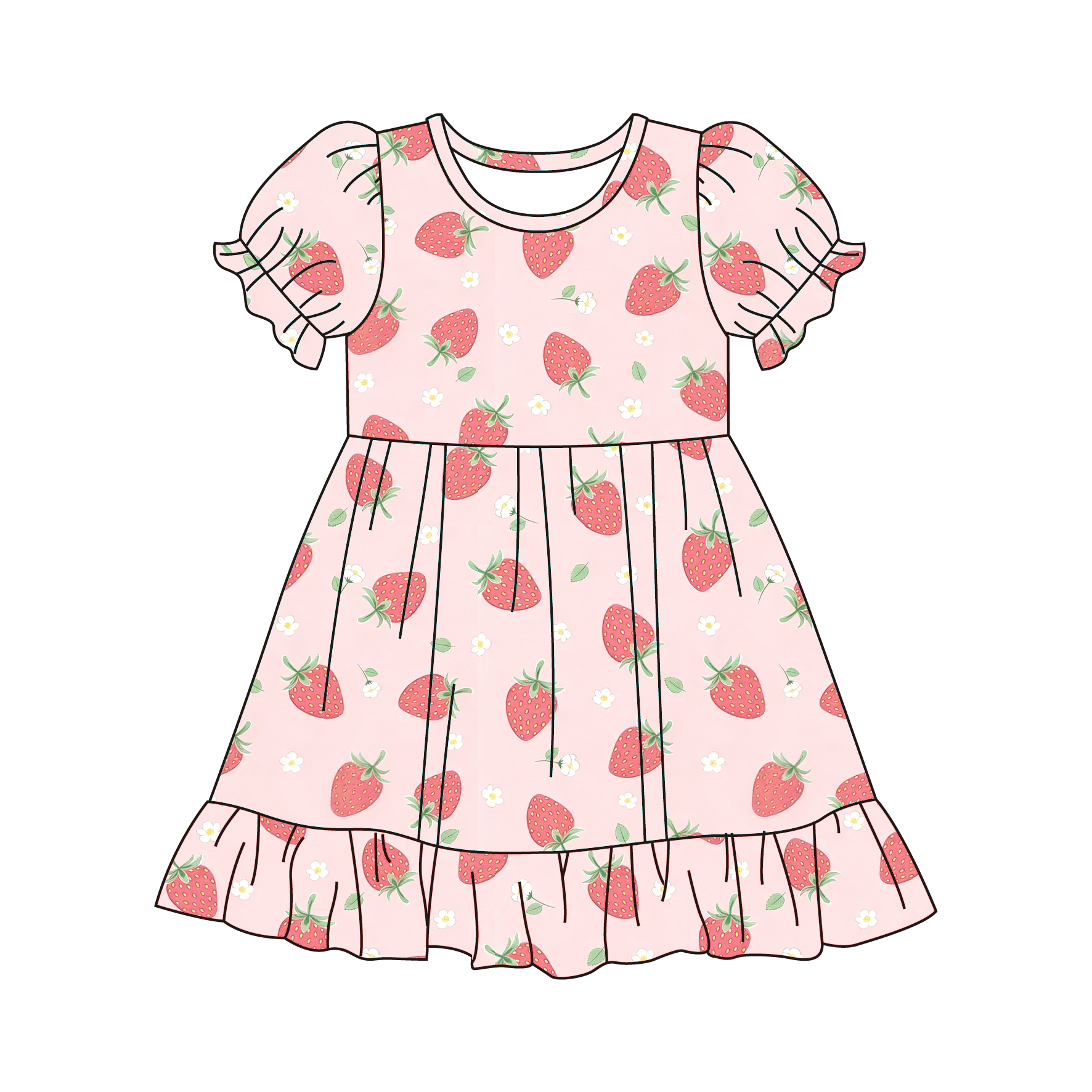 (Pre Order)Girls Spring&Summer Strawberry Print Dress