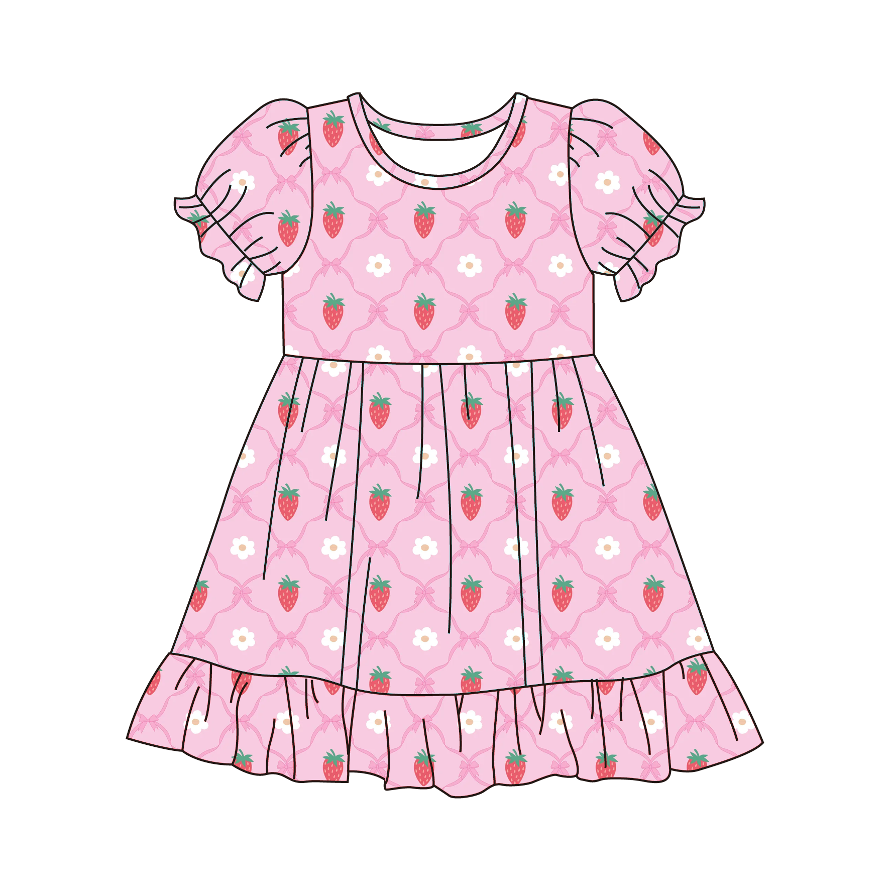 (Pre Order)Girls Spring&Summer Strawberry Print Dress