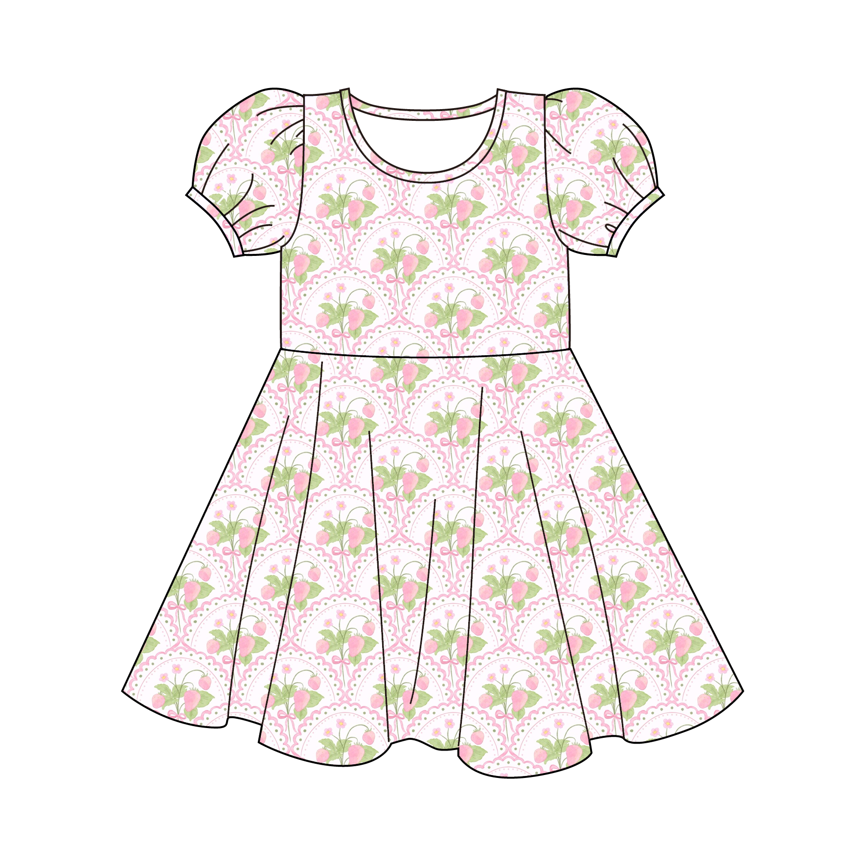 (Pre Order)Girls Spring&Summer Strawberry Print Dress