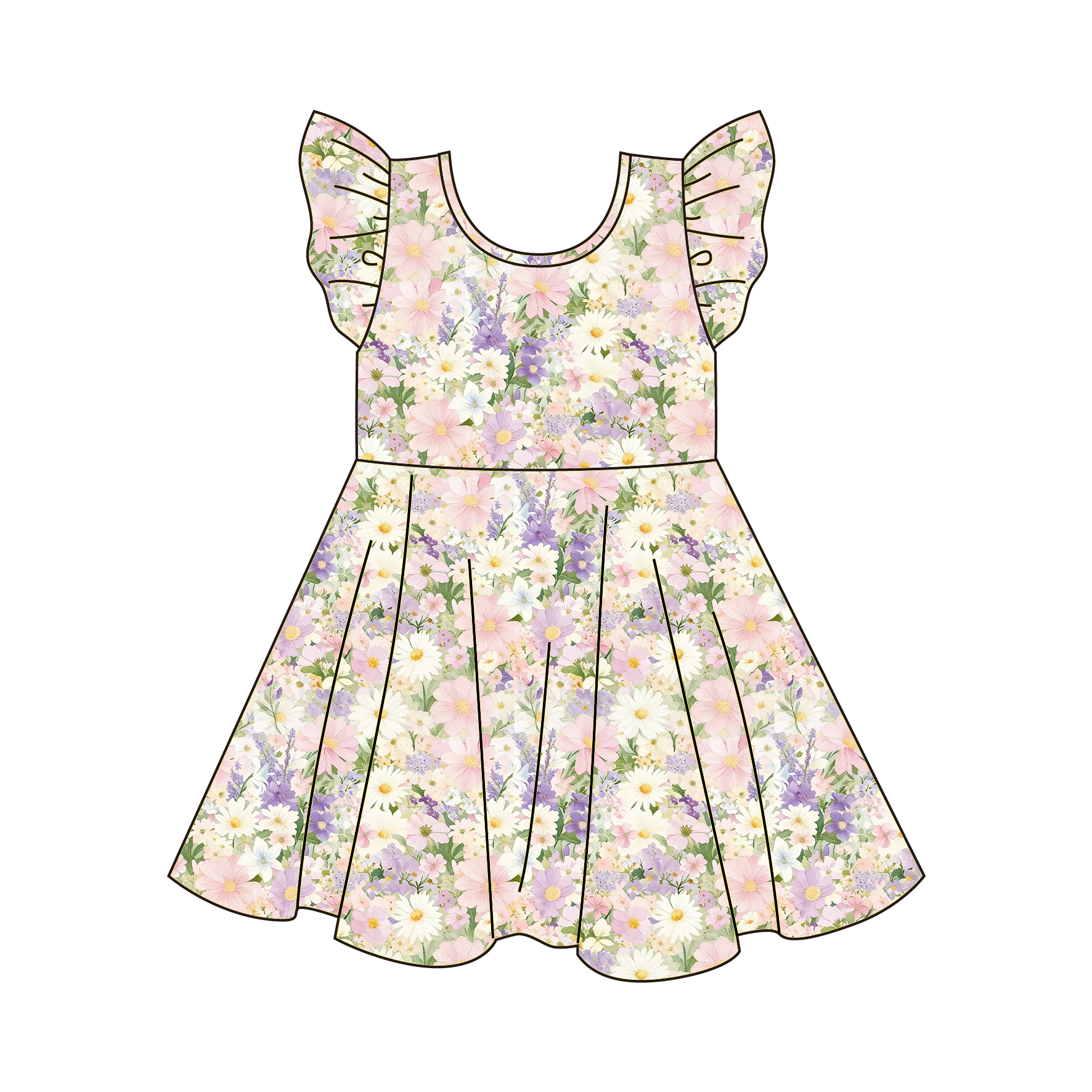 (Pre Order)Girls Spring&Summer Floral Print Dress