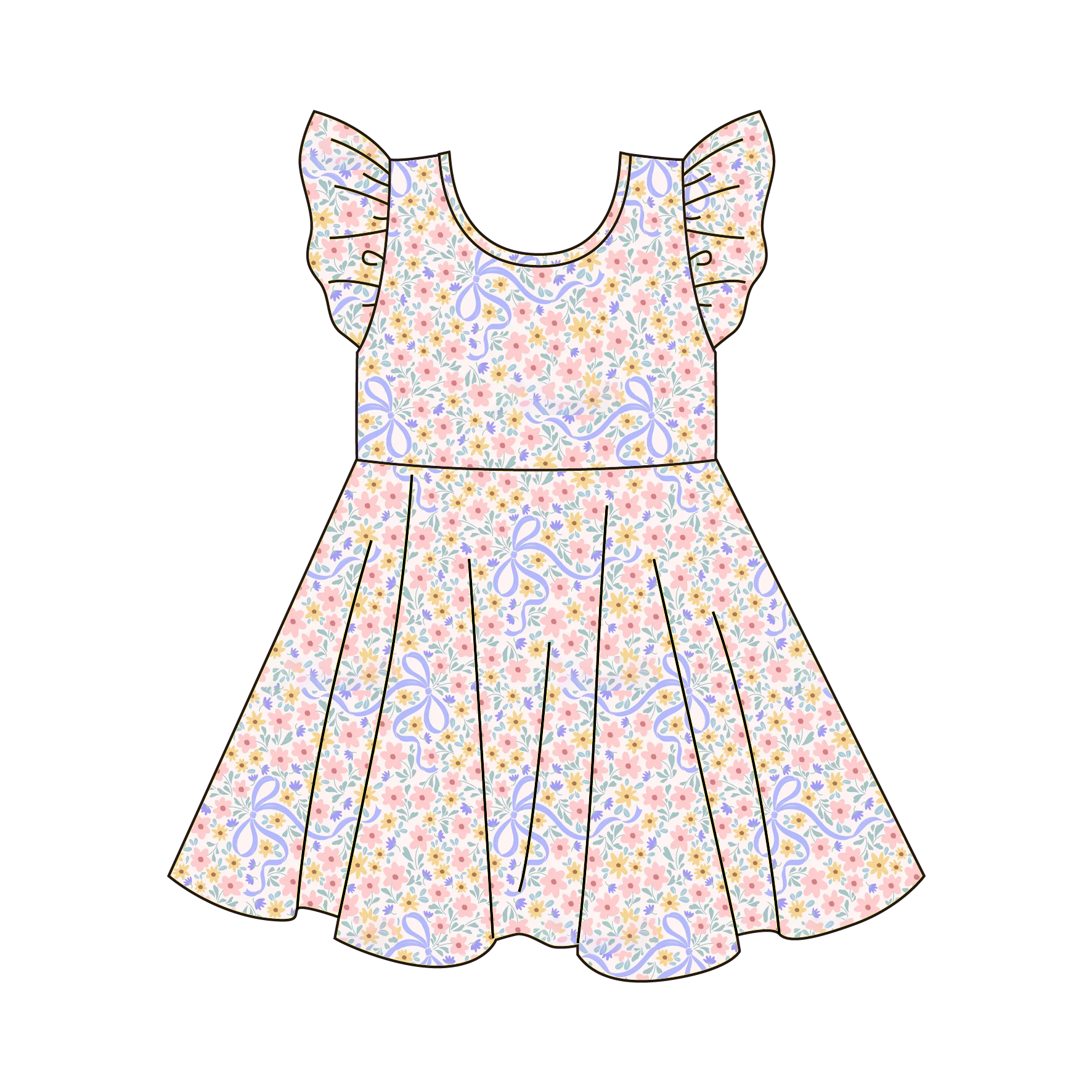 (Pre Order)Girls Spring&Summer Floral Print Dress