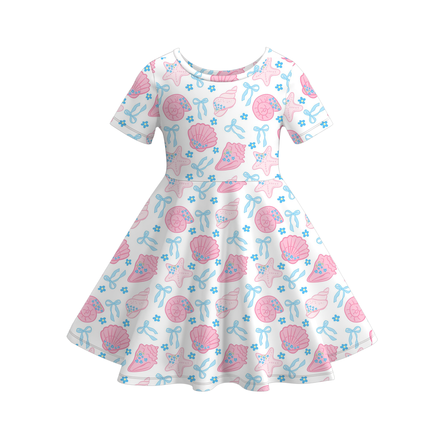 (Pre Order)Girls Spring&Summer Seashell Print Dress