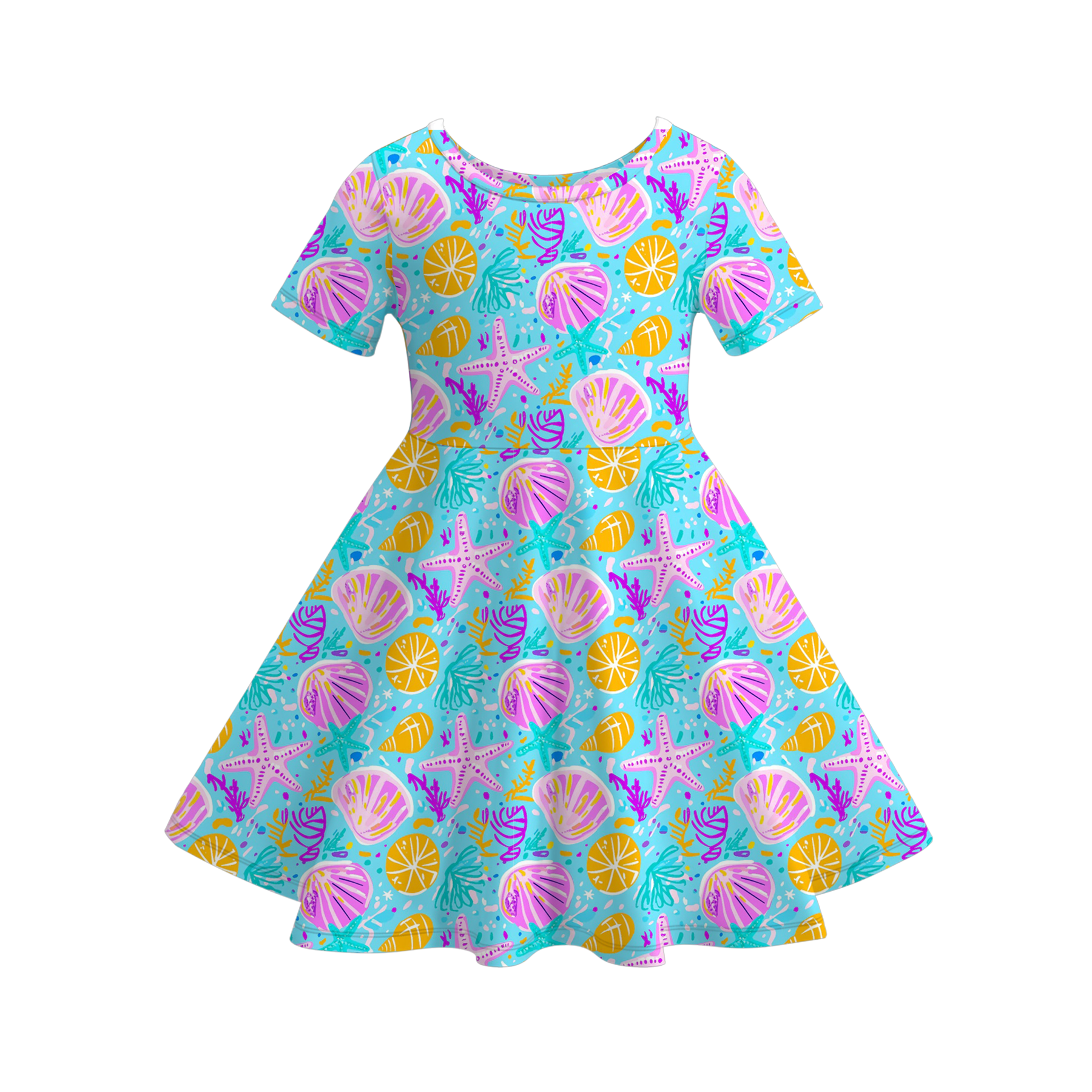 (Pre Order)Girls Spring&Summer Seashell Print Dress