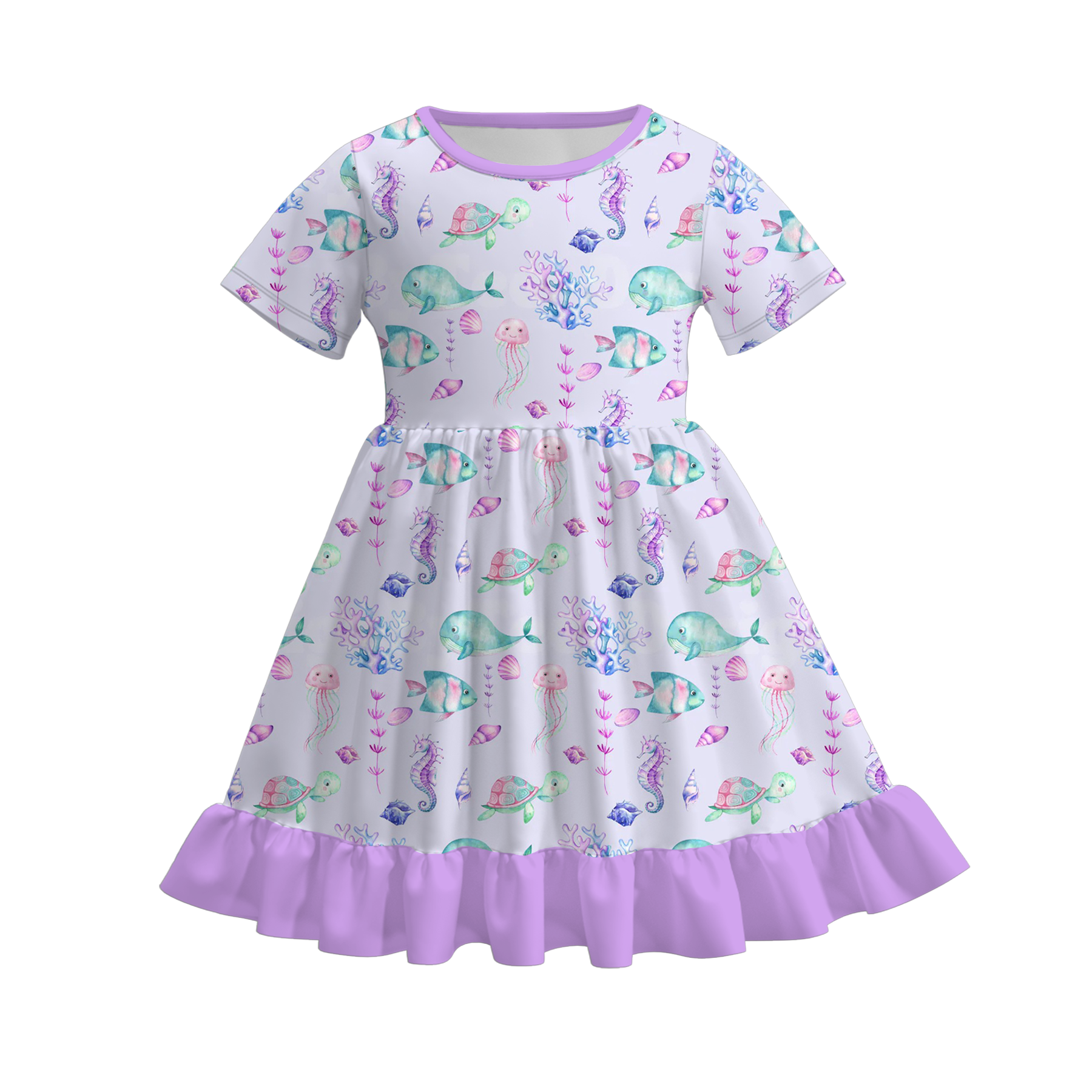 (Pre Order)Girls Spring&Summer Seashell Print Dress