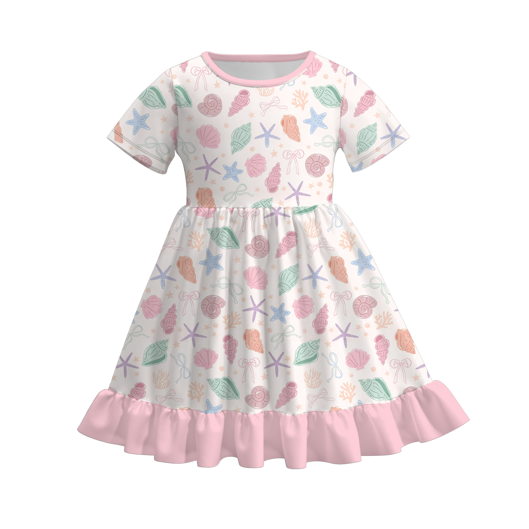 (Pre Order)Girls Spring&Summer Seashell Print Dress