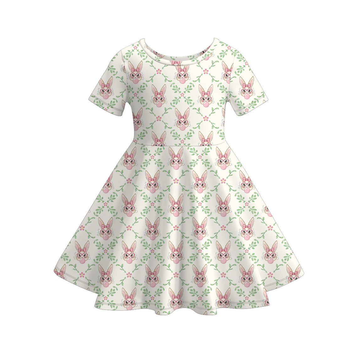 (Pre Order)Girls Easter Bunny Print Dress