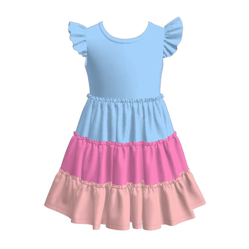 (Pre Order)Girls Spring&Summer Color-matching Dress