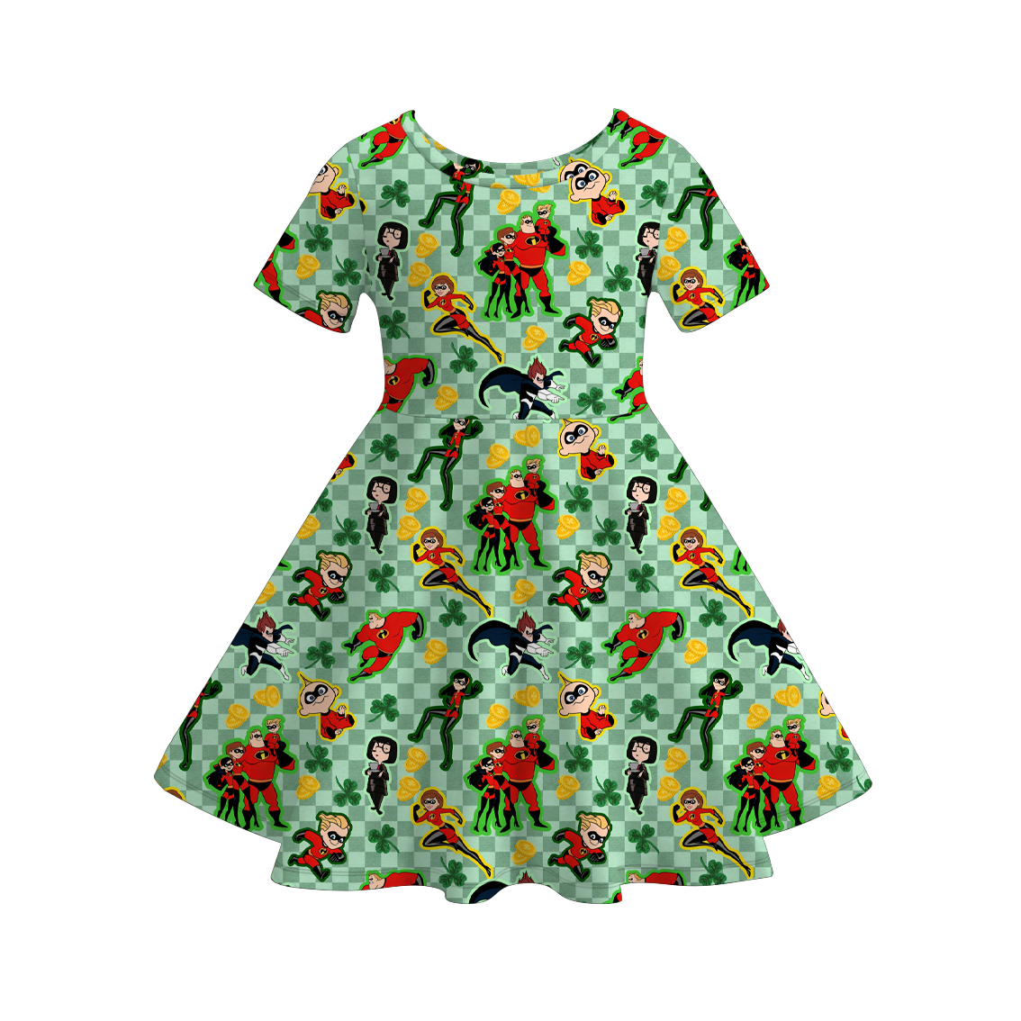 (Pre Order)Girls St. Patrick's Day Shamrock Print Dress