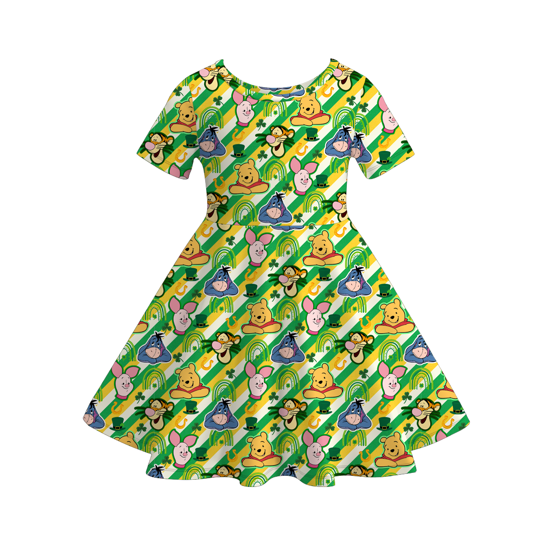 (Pre Order)Girls St. Patrick's Day Shamrock Print Dress