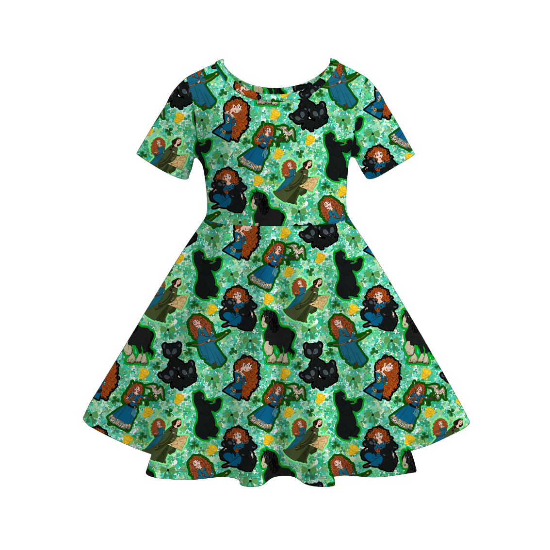 (Pre Order)Girls St. Patrick's Day Shamrock Print Dress