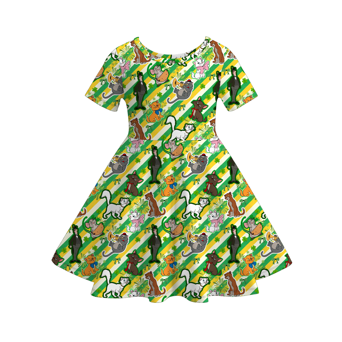 (Pre Order)Girls St. Patrick's Day Shamrock Print Dress