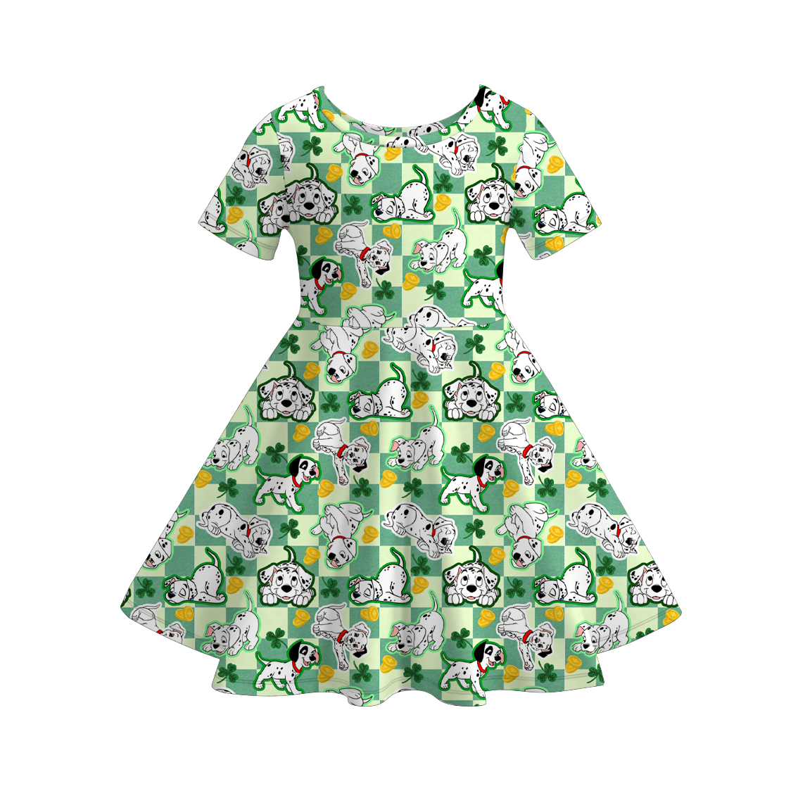 (Pre Order)Girls St. Patrick's Day Shamrock Print Dress