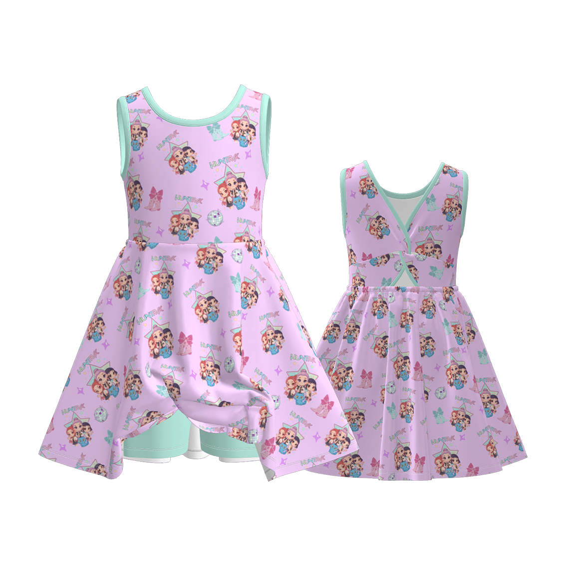 (Pre Order)Girls Spring&Summer Movie Character Print Skort Dress