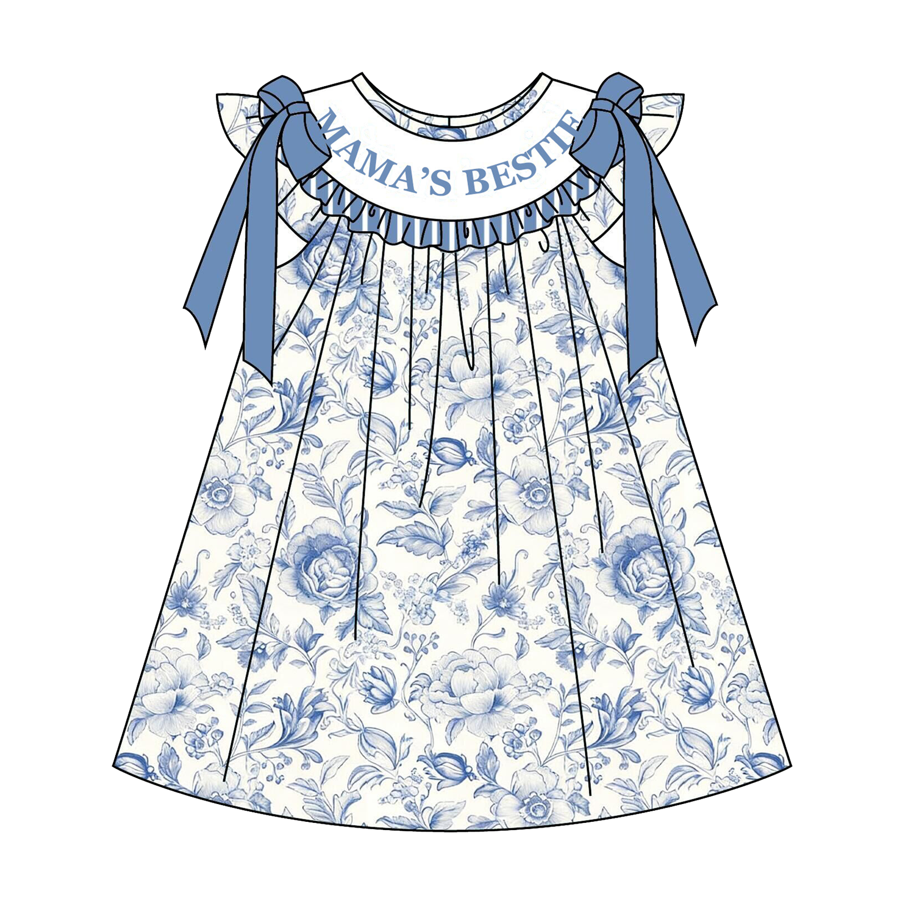 (Pre Order)Sisters Spring&Summer“MAMA'S BESTIE”Embroidery Smocked Dress,Shorts Set&Romper