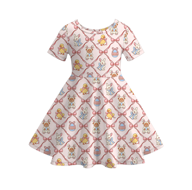 (Pre Order)Girls Easter Bunny Print Dress