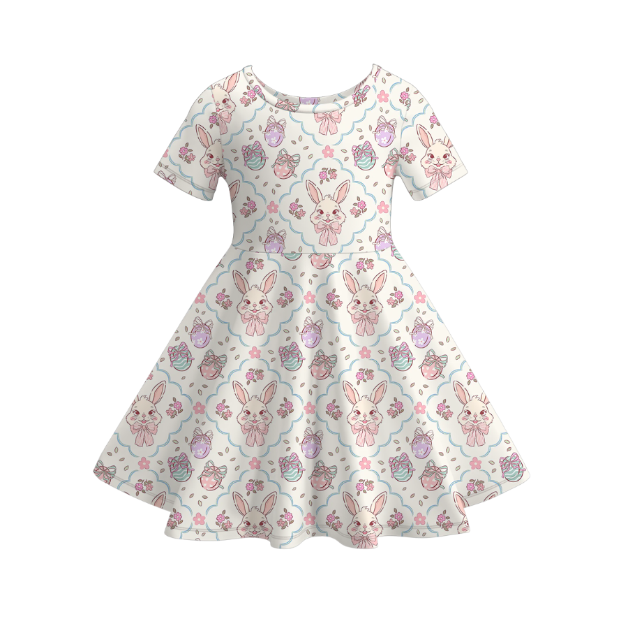 (Pre Order)Girls Easter Bunny Print Dress