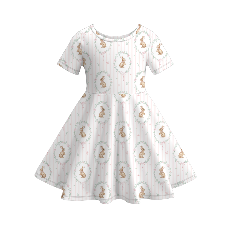 (Pre Order)Girls Easter Bunny Print Dress
